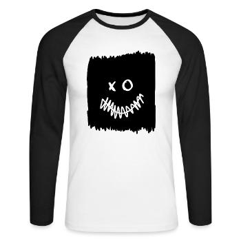 Joker - Unisex Baseballshirt langarm - Weiß/Schwarz - Vorne - Nik (191cm)