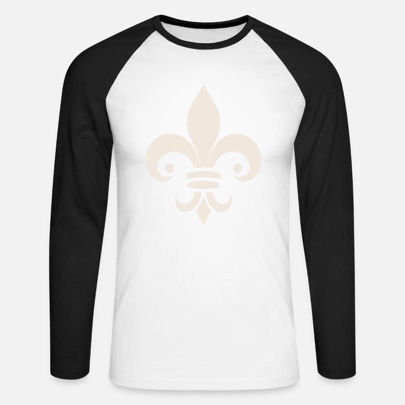 Simple Fleur de lys Design - Unisex Long Sleeve Baseball T-Shirt - white/black