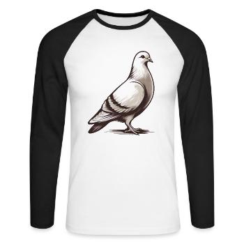 Eine Dove - Die schönste Taube - Unisex Baseballshirt langarm - Weiß/Schwarz - Vorne - Nik (191cm)