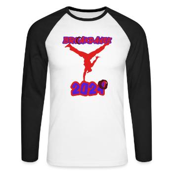 Paris Breakdance Hip-Hop 2024 - T-shirt baseball manches longues Homme - blanc/noir - Devant - Nik (191cm)