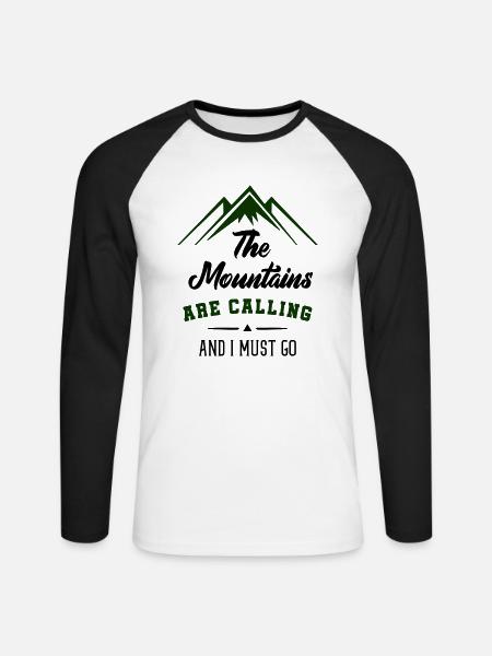 mountains calling i must go - Unisex Long Sleeve Baseball T-Shirt - white/black