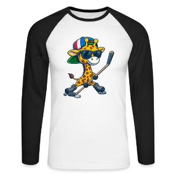 Bâton de hockey sur glace lunatique Double bâtongirafe - T-shirt baseball manches longues Homme - blanc/noir - Devant - Nik (191cm)