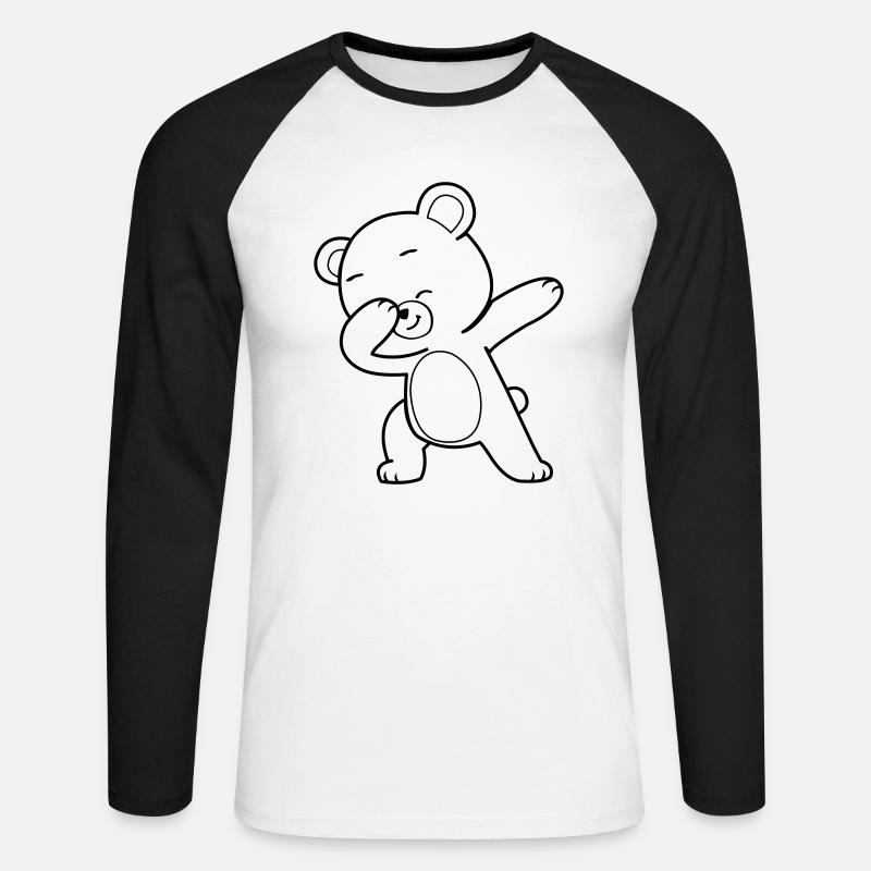dabbing bär - Unisex Baseballshirt langarm - Weiß/Schwarz