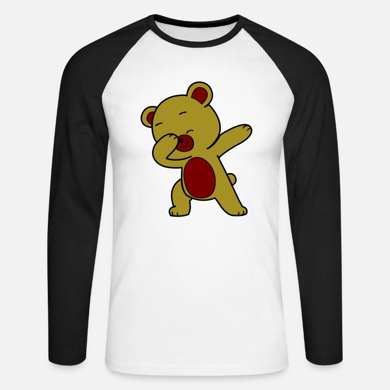 dabbing bär - Unisex Baseballshirt langarm - Weiß/Schwarz