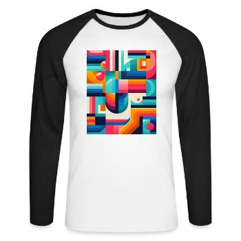 Fractal Symphony - Boxy T-Shirt Design für Damen. Traum - Unisex Baseballshirt langarm - Weiß/Schwarz - Vorne - Nik (191cm)