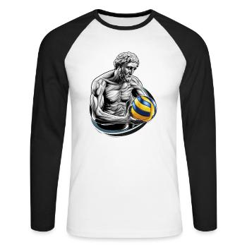 Volleyball - Unisex Long Sleeve Baseball T-Shirt - white/black - Front - Nik (191cm)