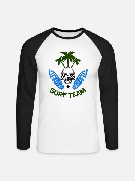 Surf Team - Unisex Long Sleeve Baseball T-Shirt - white/black