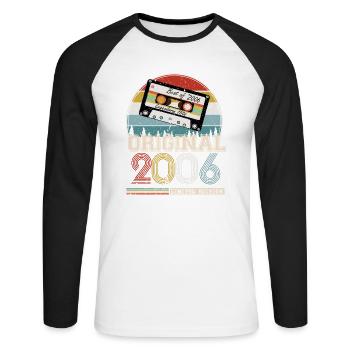 Vintage 2006 Cadeau Anniversaire 18 ans - T-shirt baseball manches longues Homme - blanc/noir - Devant - Nik (191cm)