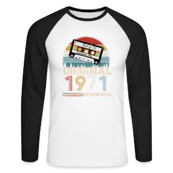 Vintage 1971 Cadeau Anniversaire 53 ans - T-shirt baseball manches longues Homme - blanc/noir - Devant - Nik (191cm)