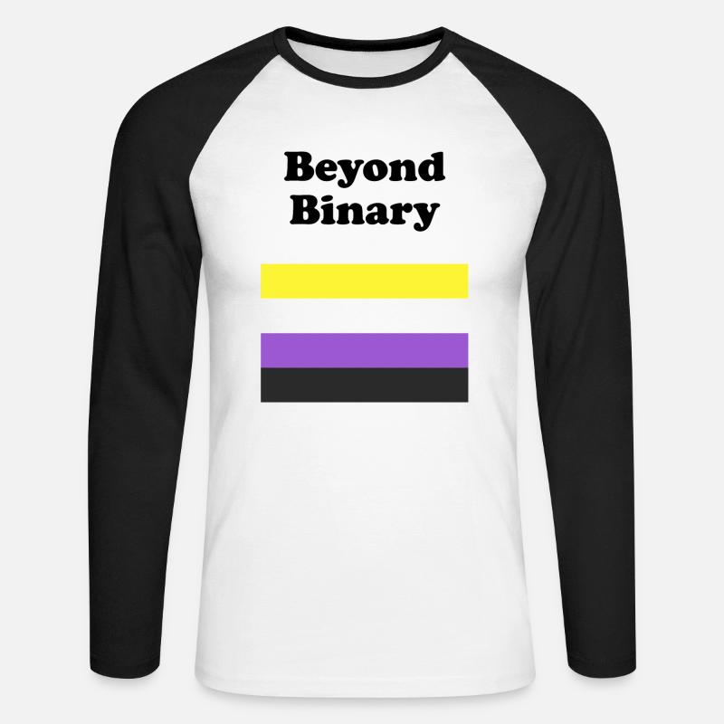 Non Binary Flag Beyond Binary - Unisex Long Sleeve Baseball T-Shirt - white/black