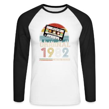 Vintage 1982 Cadeau Anniversaire 42 ans - T-shirt baseball manches longues Homme - blanc/noir - Devant - Nik (191cm)