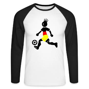 Fussballer Deutschland Meister Krone - Unisex Baseballshirt langarm - Weiß/Schwarz - Vorne - Nik (191cm)