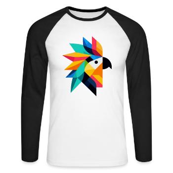 Oiseau - T-shirt baseball manches longues Homme - blanc/noir - Devant - Nik (191cm)