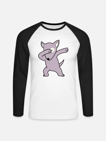 dog dabbing 02 - Unisex Baseballshirt langarm - Weiß/Schwarz