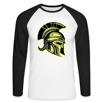 Spartan Head Warrior Sparta Helmet - Unisex Long Sleeve Baseball T-Shirt - white/black - Front - Nik (191cm)