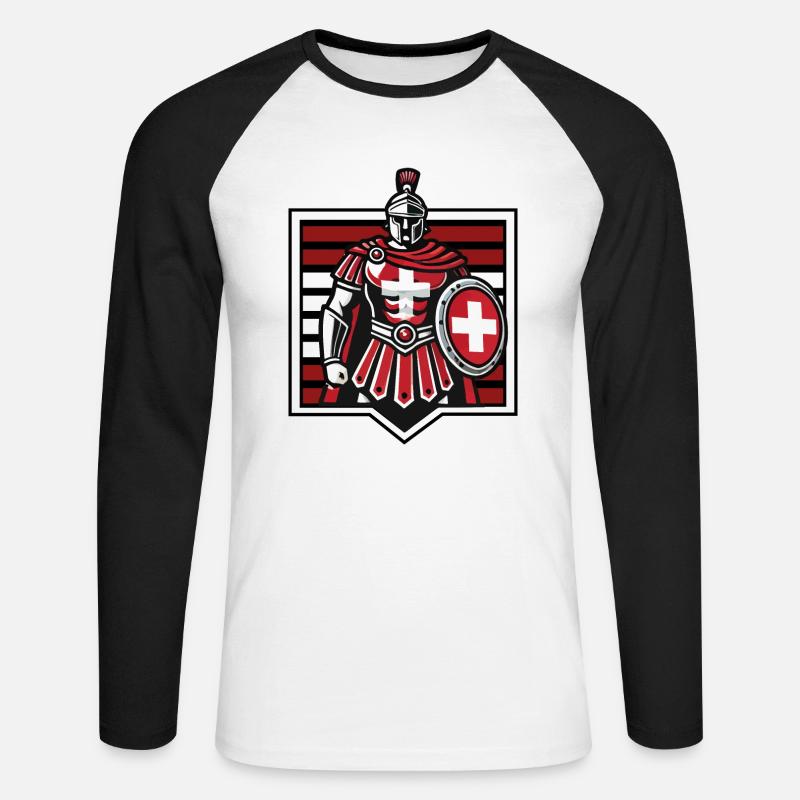 Gladiator Schweiz #2 - Unisex Baseballshirt langarm - Weiß/Schwarz