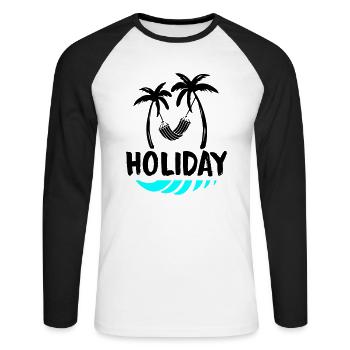 palms relax holiday - Unisex Baseballshirt langarm - Weiß/Schwarz - Vorne - Nik (191cm)