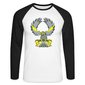 adler veni vidi vici - Unisex Baseballshirt langarm - Weiß/Schwarz - Vorne - Nik (191cm)