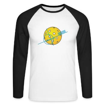 Le pickleball n’abandonne jamais - T-shirt baseball manches longues Homme - blanc/noir - Devant - Nik (191cm)