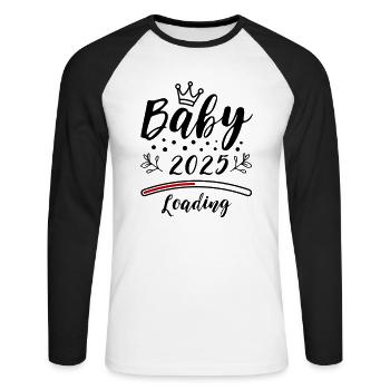 Bébé 2025 Chargement Enceinte Dicton - T-shirt baseball manches longues Homme - blanc/noir - Devant - Nik (191cm)