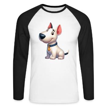 Bull Terrier 5 - Unisex Long Sleeve Baseball T-Shirt - white/black - Front - Nik (191cm)