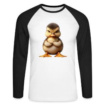 Chick grim 2 - Unisex Long Sleeve Baseball T-Shirt - white/black - Front - Nik (191cm)