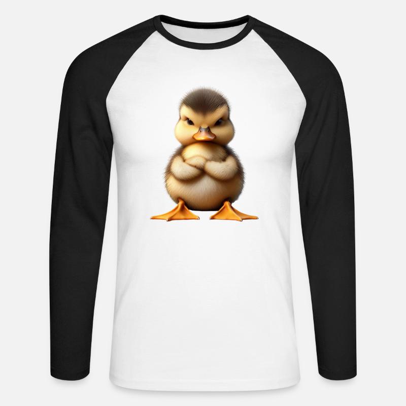 Küken grimmig 2 - Unisex Baseballshirt langarm - Weiß/Schwarz