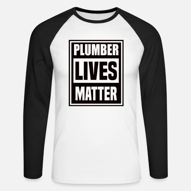 Das Leben eines Klempners zählt - Unisex Baseballshirt langarm - Weiß/Schwarz