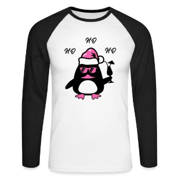 beach duck christmas - Unisex Baseballshirt langarm - Weiß/Schwarz - Vorne - Nik (191cm)