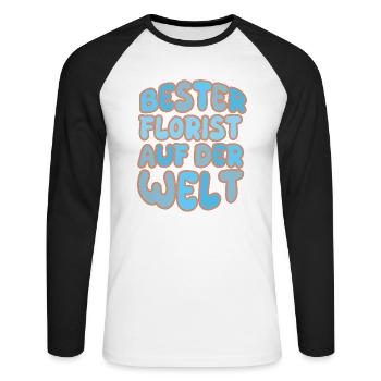 Florist - Unisex Baseballshirt langarm - Weiß/Schwarz - Vorne - Nik (191cm)