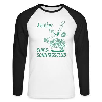 Another Chips-Sonntagsclub - Unisex Baseballshirt langarm - Weiß/Schwarz - Vorne - Nik (191cm)