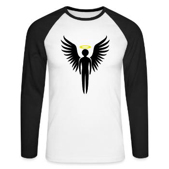 Engel Symbol - Unisex Baseballshirt langarm - Weiß/Schwarz - Vorne - Nik (191cm)