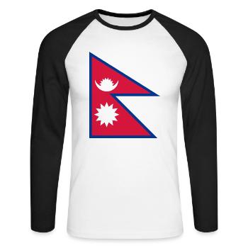 Népal - T-shirt baseball manches longues Homme - blanc/noir - Devant - Nik (191cm)