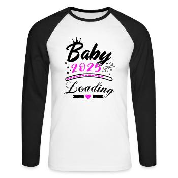 Bébé 2025 chargement - T-shirt baseball manches longues Homme - blanc/noir - Devant - Nik (191cm)