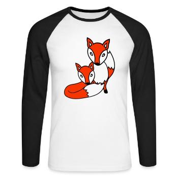 2 Foxes Friends Red Fox Two Wild Animals Team - Unisex Long Sleeve Baseball T-Shirt - white/black - Front - Nik (191cm)