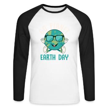 Go Planet It's Your Earth Day Environmental Planet - Unisex Long Sleeve Baseball T-Shirt - white/black - Front - Nik (191cm)