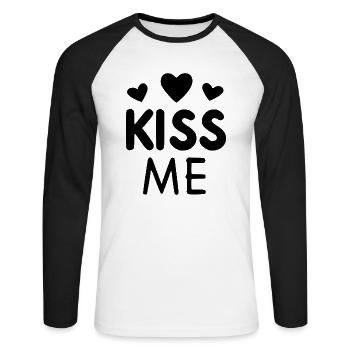Kiss Me - Unisex Long Sleeve Baseball T-Shirt - white/black - Front - Nik (191cm)