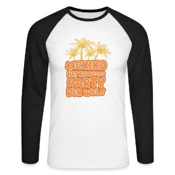 Vacances Mexique - T-shirt baseball manches longues Homme - blanc/noir - Devant - Nik (191cm)