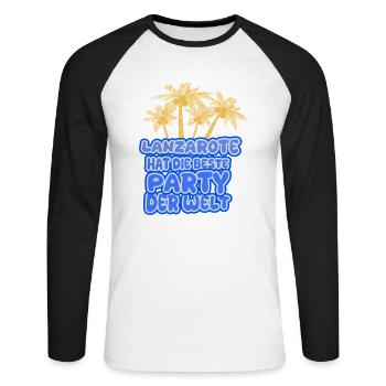 Urlaub Lanzarote - Unisex Baseballshirt langarm - Weiß/Schwarz - Vorne - Nik (191cm)