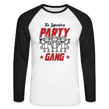 Party Gang Affen Lustig - Unisex Baseballshirt langarm - Weiß/Schwarz - Vorne - Nik (191cm)