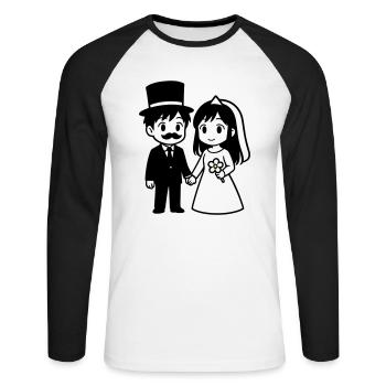 Brautpaar Ehepaar Anime - Unisex Baseballshirt langarm - Weiß/Schwarz - Vorne - Nik (191cm)