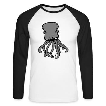 Octopus, Octopus, Octopus, Cephalopod, Giant Squid - Unisex Long Sleeve Baseball T-Shirt - white/black - Front - Nik (191cm)