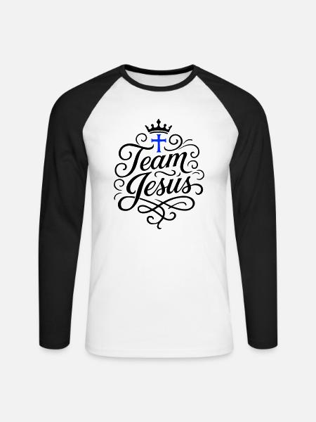Équipe de la Croix de Jésus - T-shirt baseball manches longues Homme - blanc/noir