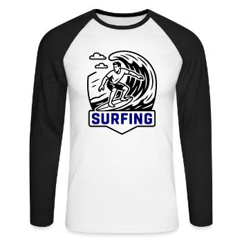 Surfeur symbole surfeur - T-shirt baseball manches longues Homme - blanc/noir - Devant - Nik (191cm)