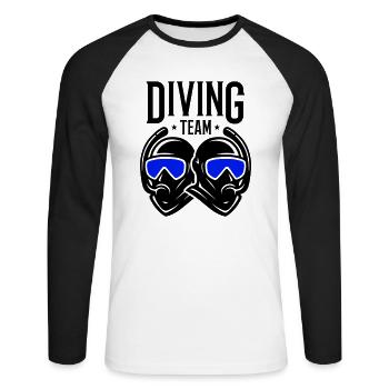 Diving Team Diving - Unisex Long Sleeve Baseball T-Shirt - white/black - Front - Nik (191cm)