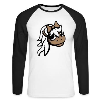 cheval fille femme mignonne jolie femme arc - T-shirt baseball manches longues Homme - blanc/noir - Devant - Nik (191cm)