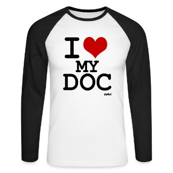 i love my doc by wam - T-shirt baseball manches longues Homme - blanc/noir - Devant - Nik (191cm)