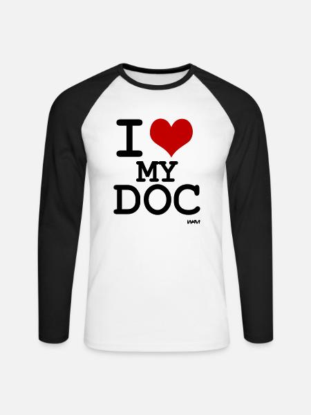 i love my doc - Unisex Long Sleeve Baseball T-Shirt - white/black