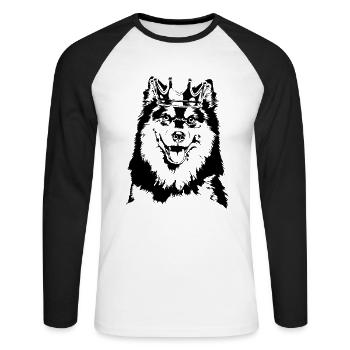 FINNISCHER LAPPHUND Krone Hunde Hund Wilsigns - Unisex Baseballshirt langarm - Weiß/Schwarz - Vorne - Nik (191cm)