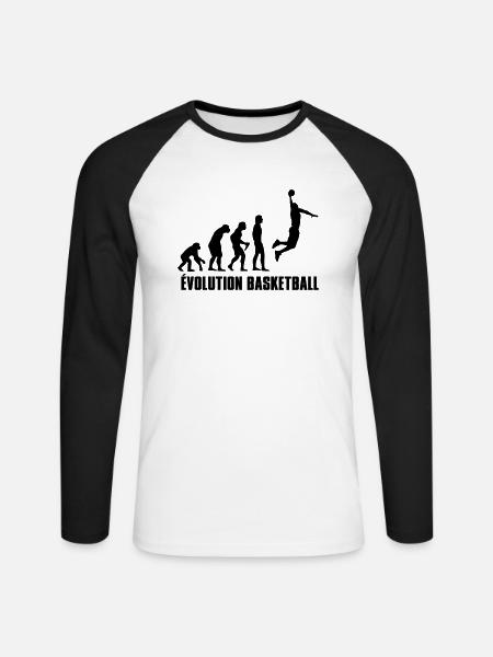 Basketball Evolution Basket - Unisex Long Sleeve Baseball T-Shirt - white/black